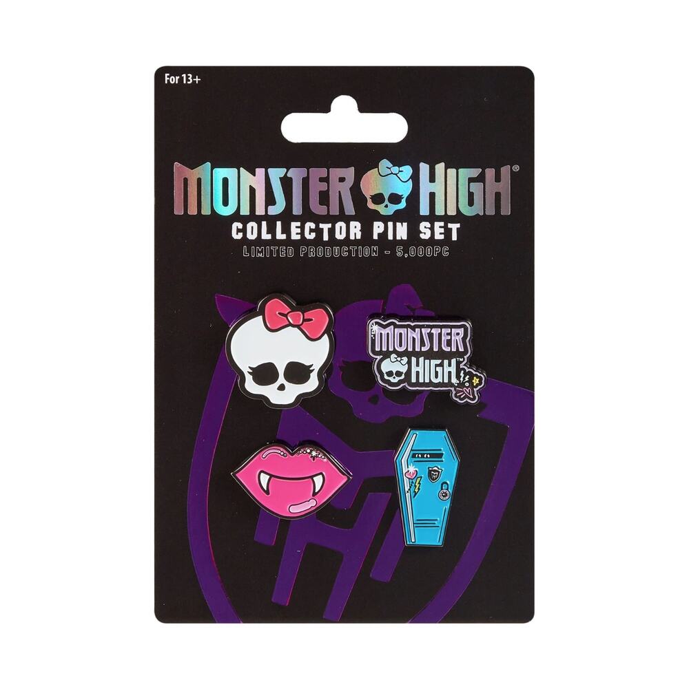 Monster High doll logo enamel pins set from Mattel Creations - Limited Edition